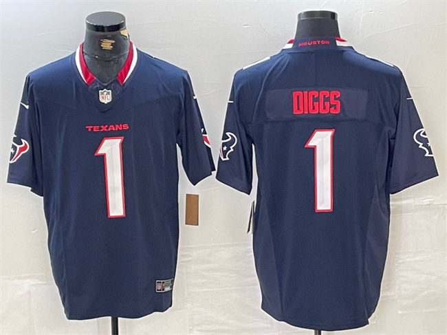 Men's Navy Houston Texans #1 Stefon Diggs F.U.S.E. Vapor Limited Stitched Football Jersey